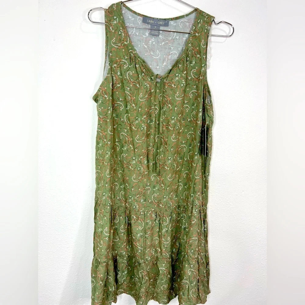 🆕 Lark + Grey Green Pattern Sleeveless Dress